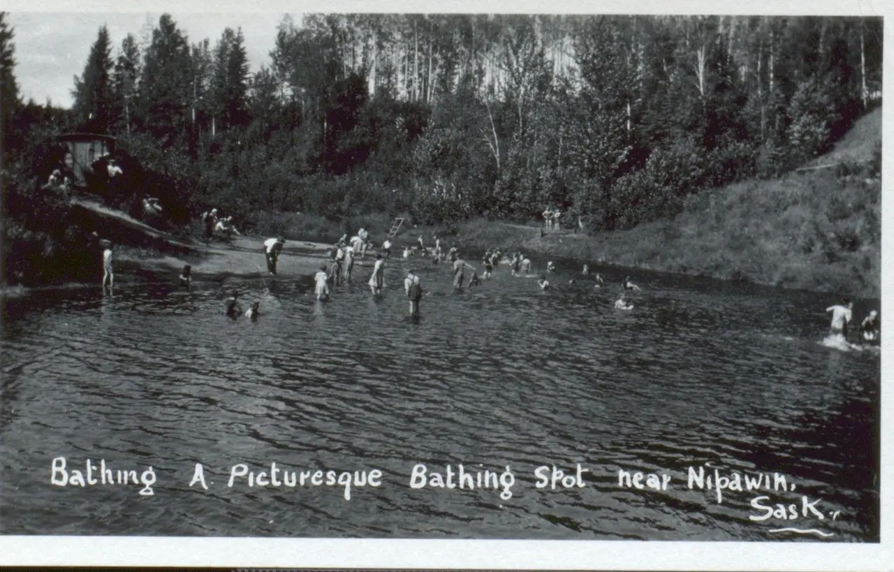 Bathing spot near Nipawin, about 1930s
